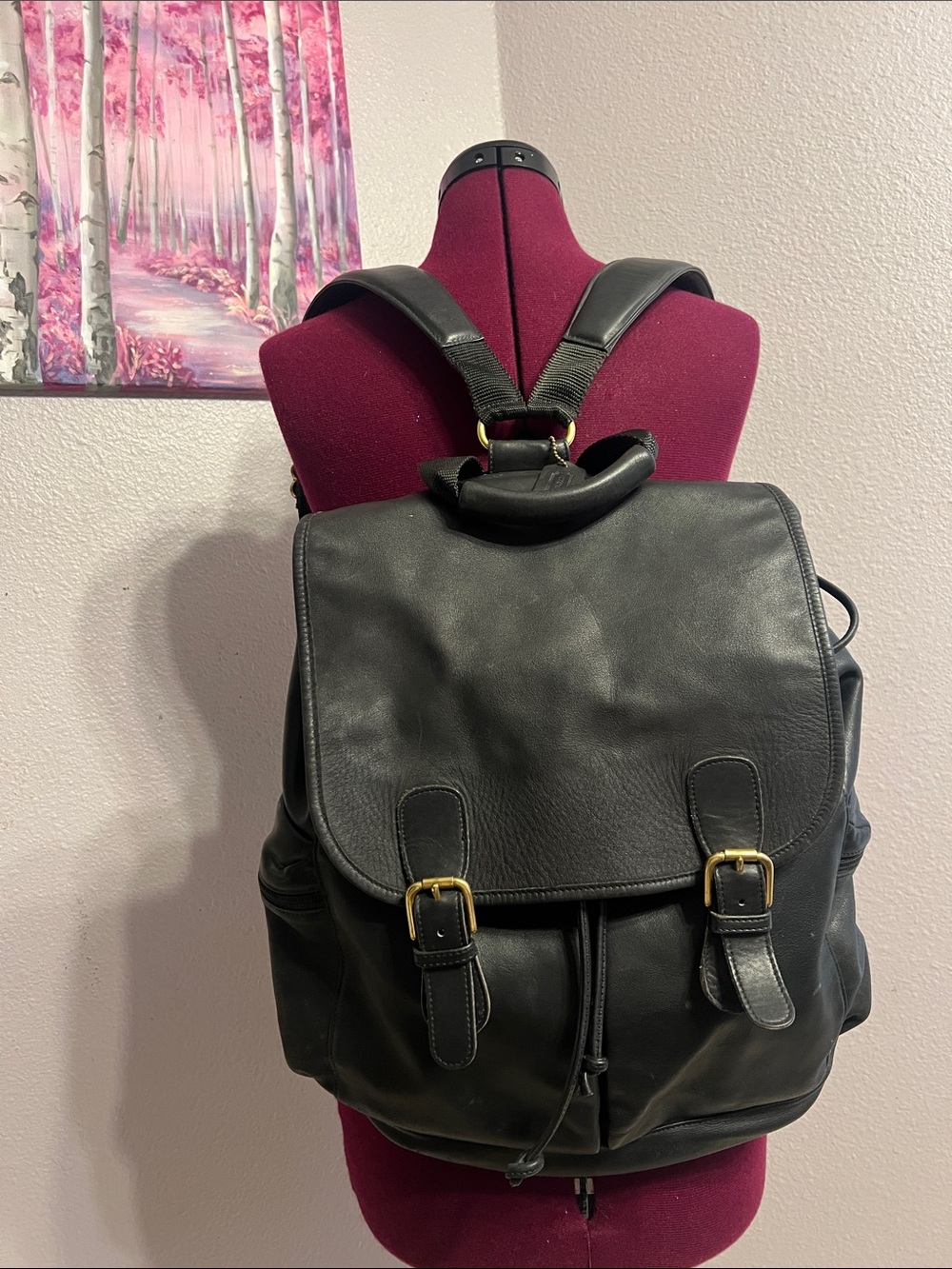 Coach Leather Backpack Black with Brass Buckles. 100% Authentic! XL #0520